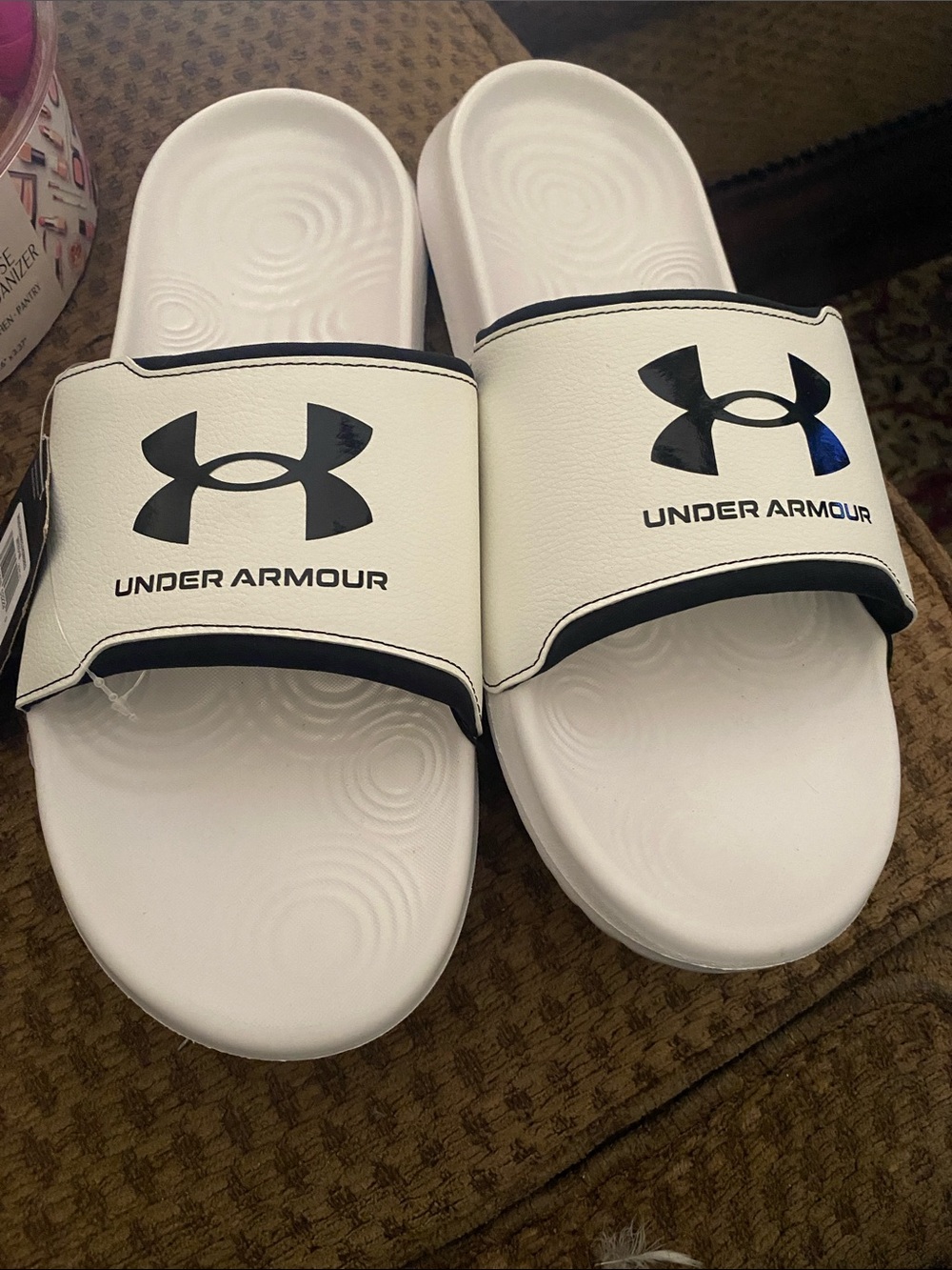Under Armour White and Black Men's Slide Sandals